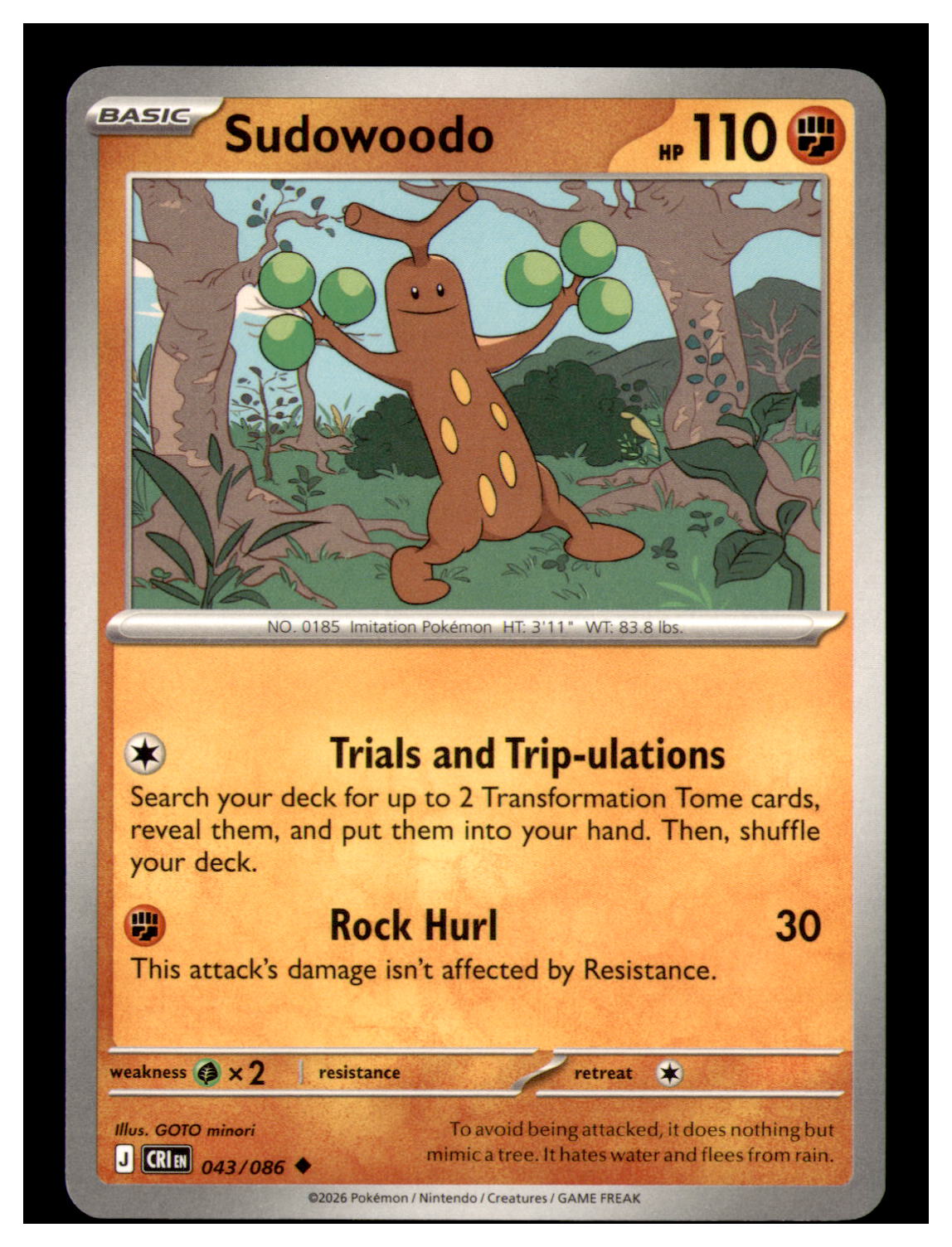 Sudowoodo Uncommon ME04: Chaos Rising 043/086 NM