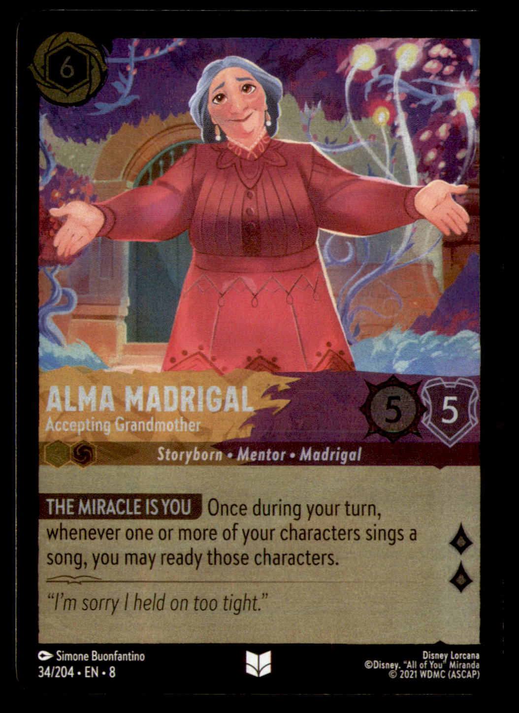 Alma Madrigal - Accepting Grandmother Cold Foil Uncommon Reign of Jafar 34/204