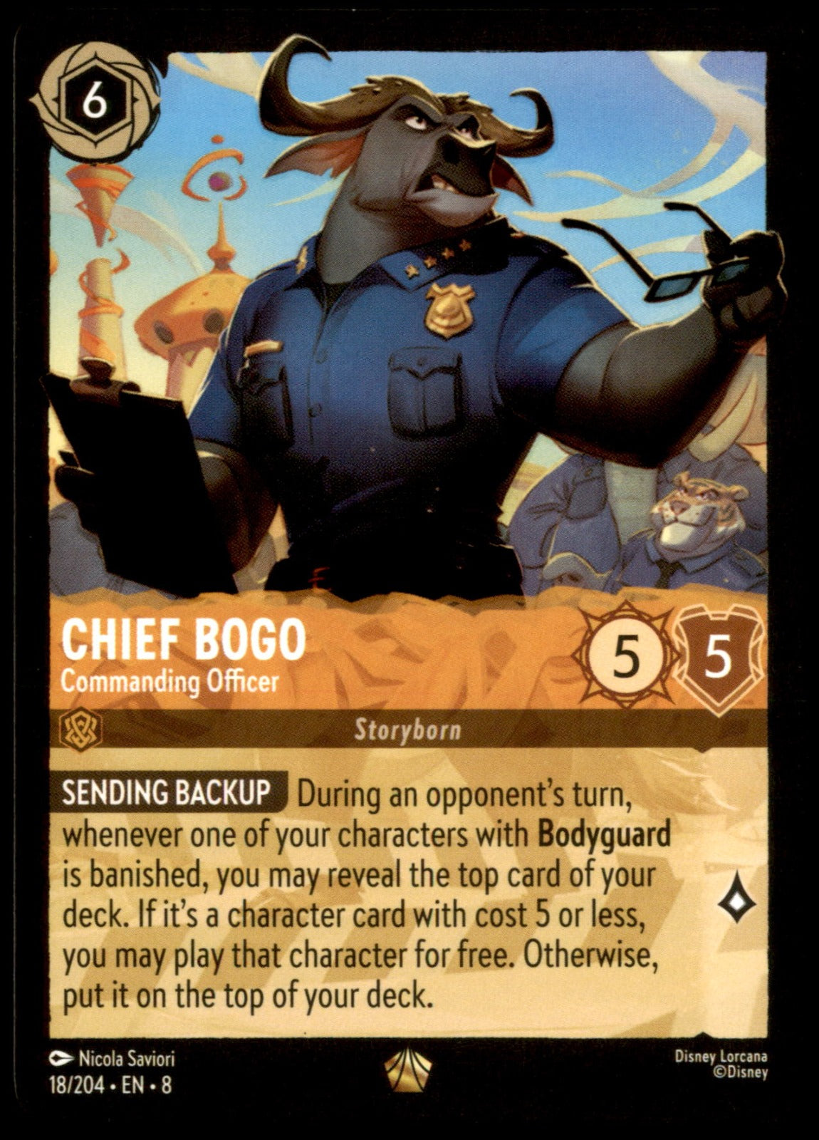 Chief Bogo- Commanding Officer Cold Foil Legendary Reign of Jafar 18/204 NM