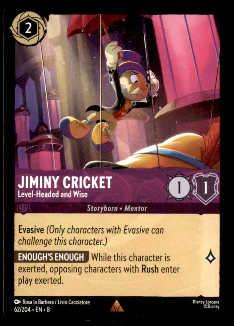 Jiminy Cricket - Level-Headed and Wise Rare Reign of Jafar 62/204 NM