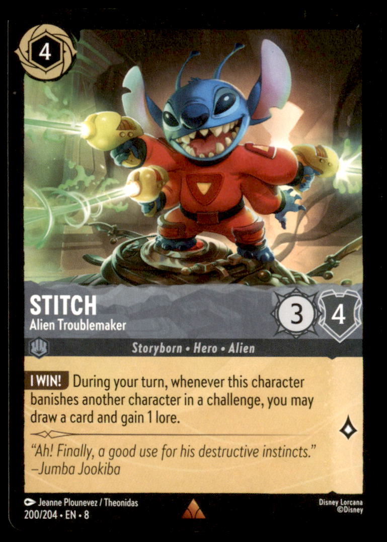 Stitch - Alien Troublemaker Rare Reign of Jafar 200/204 NM