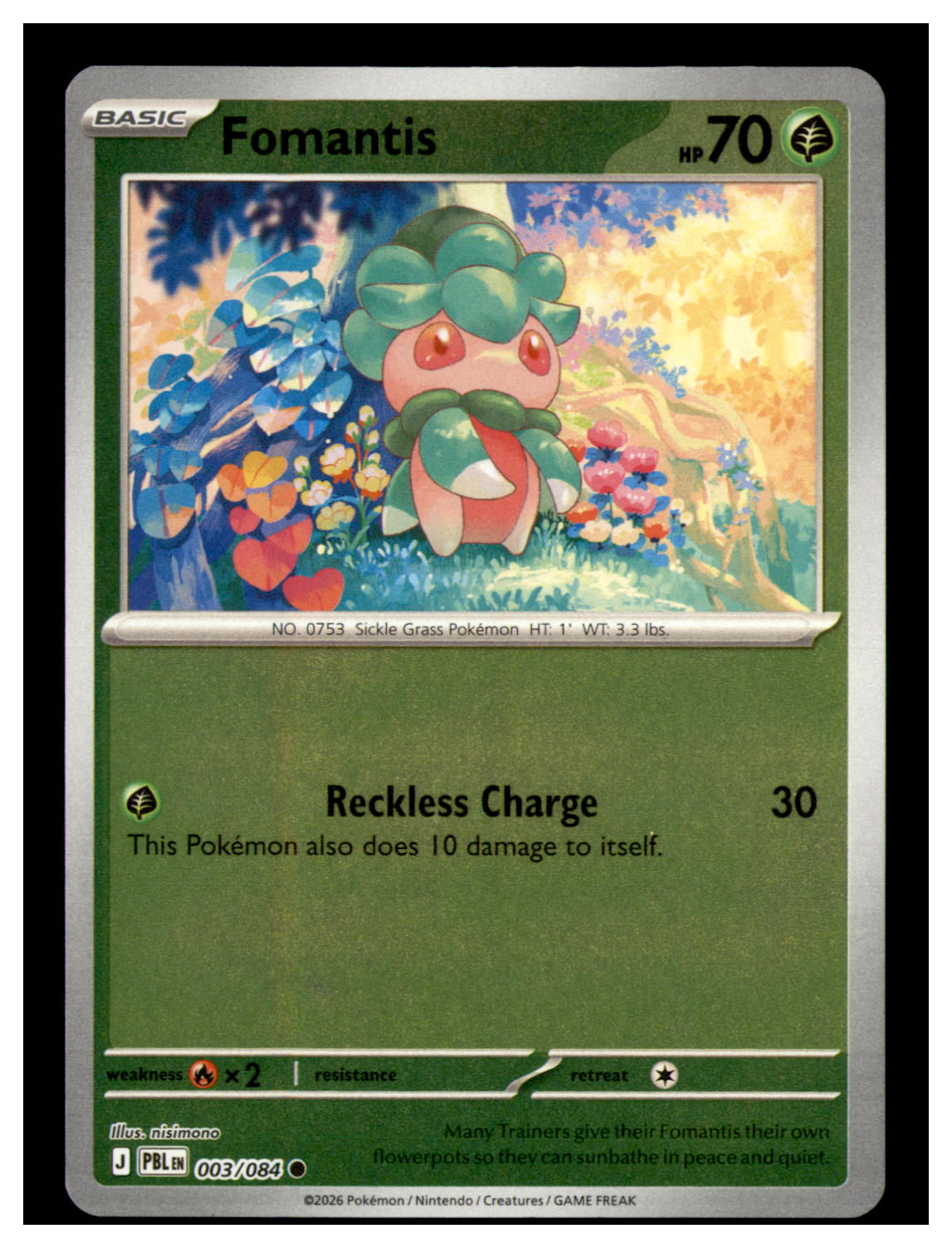 Fomantis Reverse Holo Common ME05: Pitch Black 003/084 NM