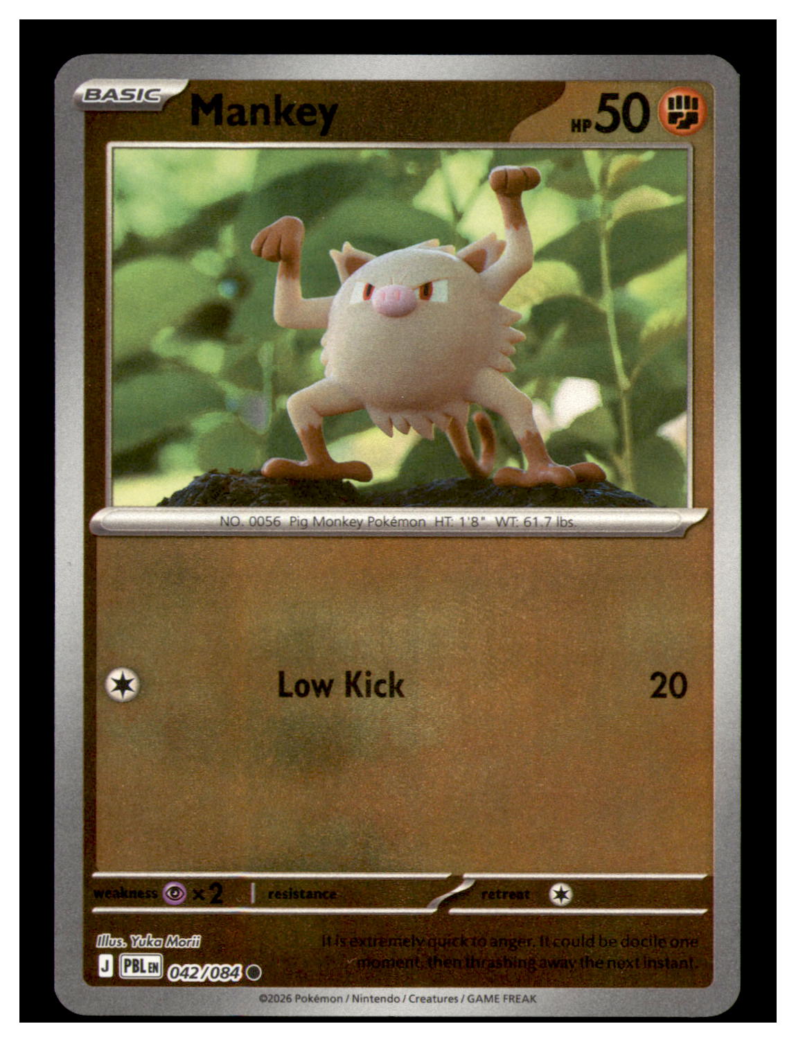 Mankey Reverse Holo Common ME05: Pitch Black 042/084 NM
