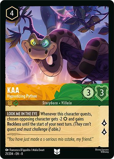 Kaa - Hypnotizing Python Cold Foil Uncommon Reign of Jafar 21/204 NM