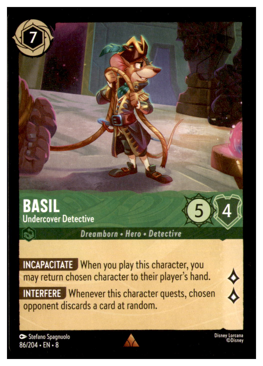 Basil - Undercover Detective Rare Reign of Jafar 86/204 NM
