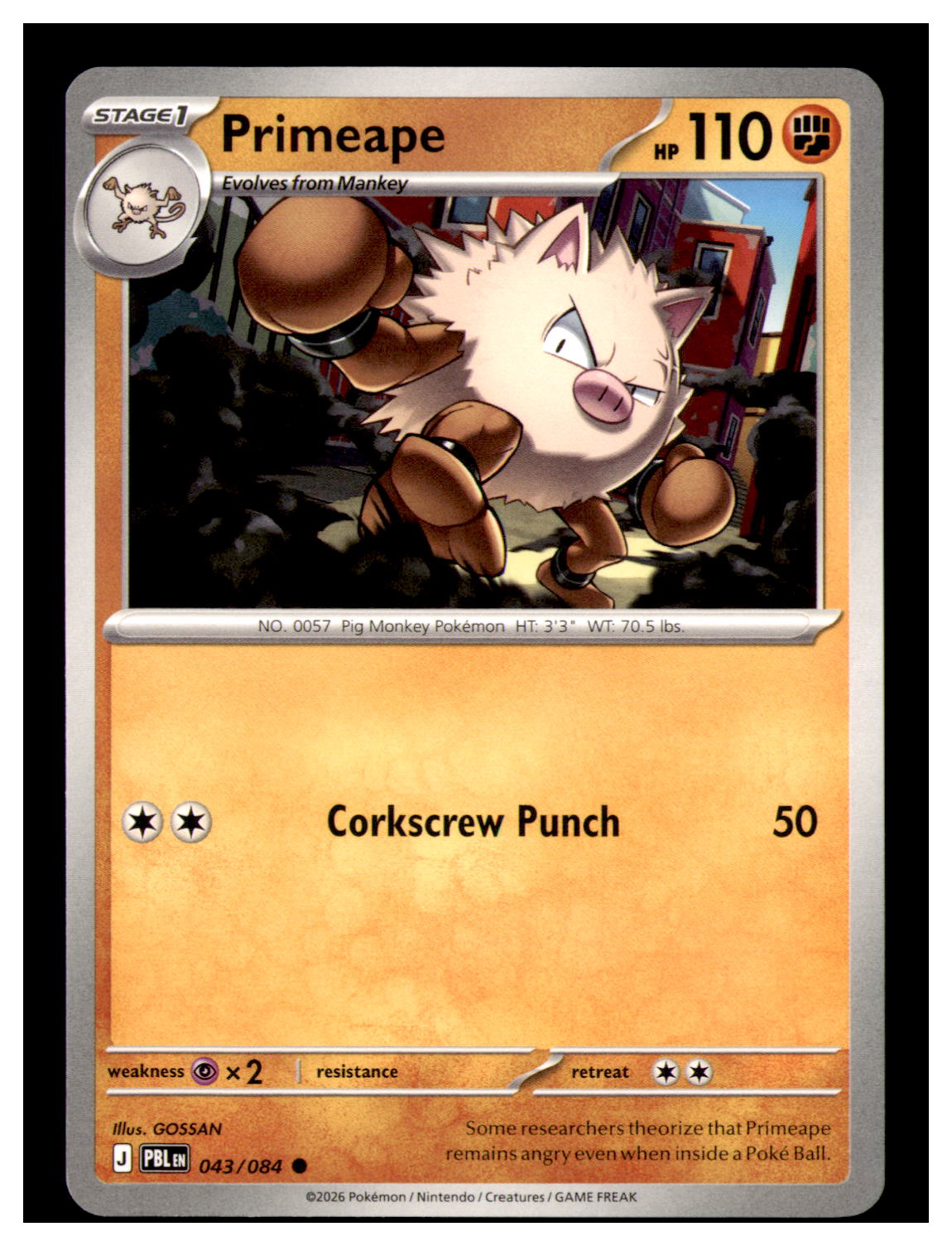 Primeape Common ME05: Pitch Black 043/084 NM