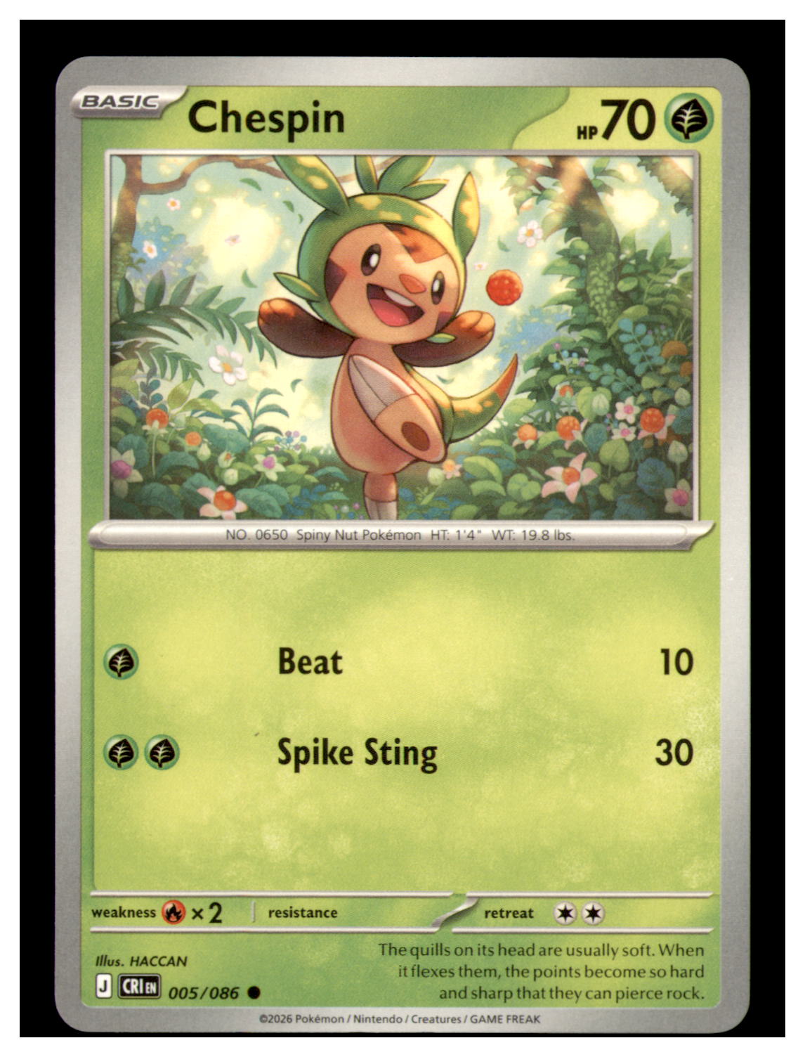 Chespin Common ME04: Chaos Rising 005/086 NM