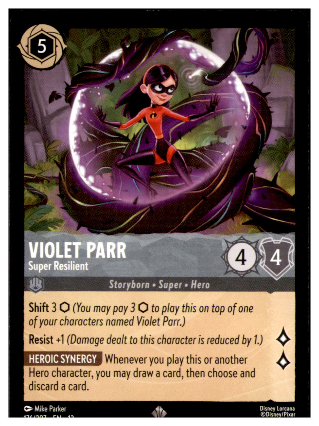 Violet Parr - Super Resilient Super Rare Attack of the Vine! 176/207 NM