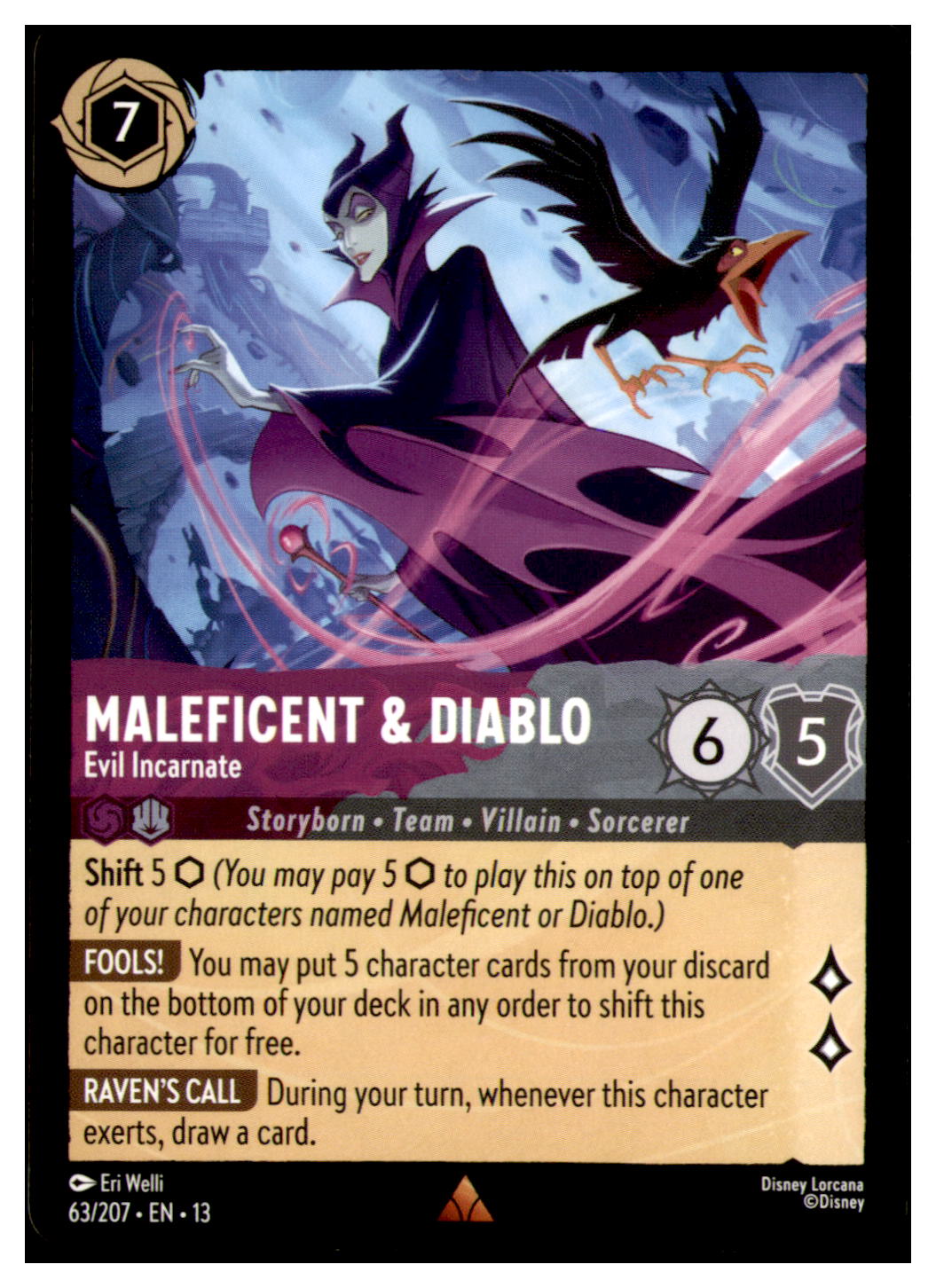 Maleficent & Diablo - Evil Incarnate Rare Attack of the Vine! 63/207 NM