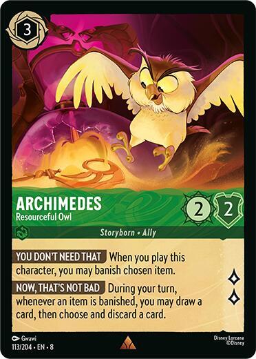 Archimedes - Resourceful Owl Cold Foil Rare Reign of Jafar 113/204 NM