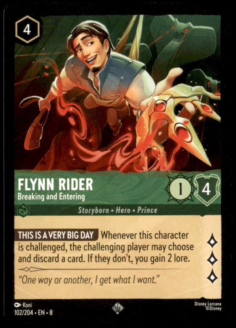 Flynn Rider - Breaking and Entering Super Rare Reign of Jafar 102/204 NM