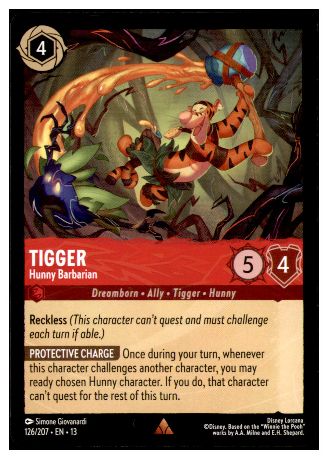 Tigger - Hunny Barbarian Rare Attack of the Vine! 126/207 NM