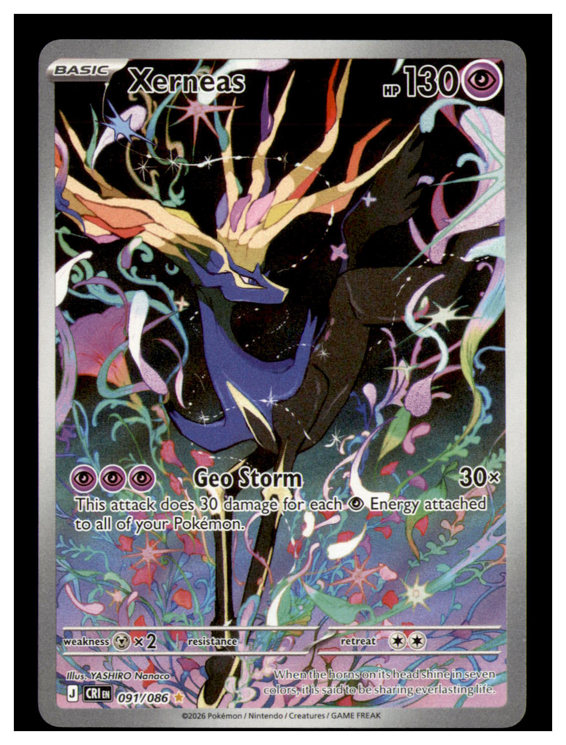 Xerneas Holo Illustration Rare ME04: Chaos Rising 091/086 NM